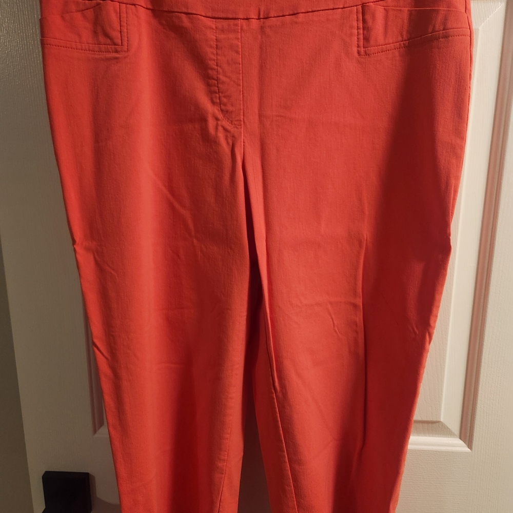 ZAC & RACHEL Elegant Coral Women's Straight Crop Leg Pants